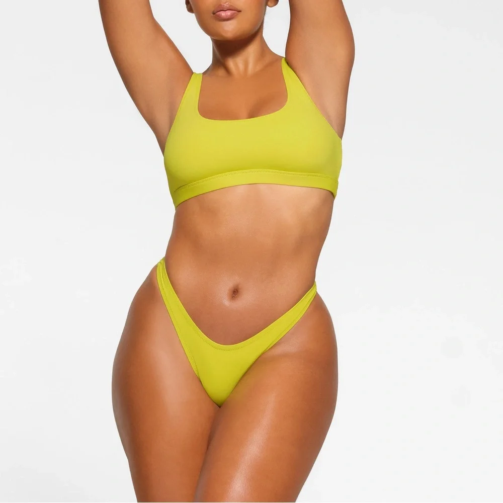 🍋SKIMS SWIM CHEEKY TANGA BIKINI BOTTOM CITRUS XL